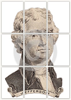 Banner with Portrait of U.S. president Thomas Jefferson