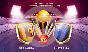Banner or poster design, cricket tournament participant country Sri Lanka Vs Australia.