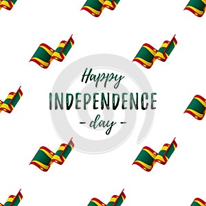 Banner or poster of Grenada independence day celebration. Seamless pattern with waving flag. Grenada flag. Vector illustration.