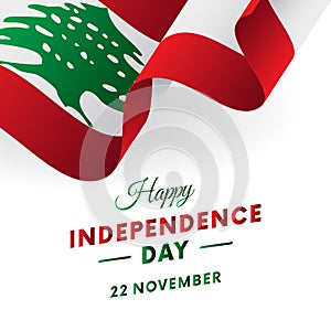 Banner or poster of Lebanon independence day celebration. Waving flag. Vector illustration. photo