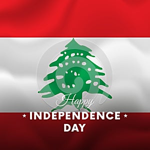 Banner or poster of Lebanon independence day celebration. Waving flag. Vector illustration.