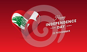 Banner or poster of Lebanon independence day celebration. Waving flag. Vector illustration.