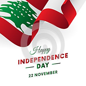 Banner or poster of Lebanon independence day celebration. Waving flag. Vector illustration.