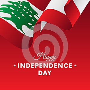 Banner or poster of Lebanon independence day celebration. Waving flag. Vector illustration.
