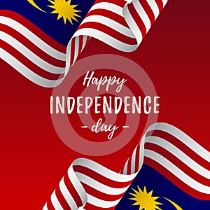 Banner or poster of Malaysia independence day celebration. Malaysia flag. Vector illustration.