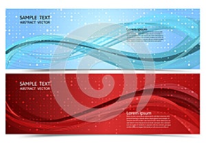 Banner red and blue color geometric abstract background with copy space, Vector illustration for your business