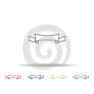 Banner, ribbon multi color icon. Simple thin line, outline vector of ribbon icons for ui and ux, website or mobile application