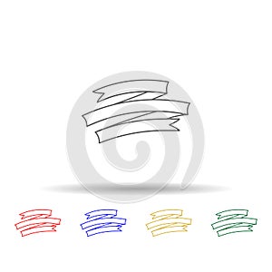 Banner, ribbon multi color icon. Simple thin line, outline vector of ribbon icons for ui and ux, website or mobile application