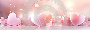 Banner Romantic Valentines Day Hearts Background - Love Pink Passionately for True St. Valentines Spirit