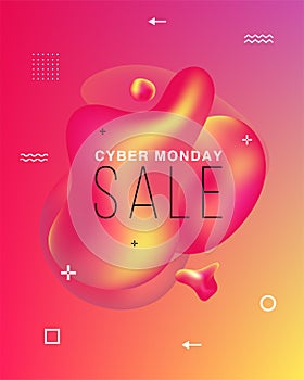 Banner of Sales. Black Friday, Cyber Monday and Autumn Sale. Liquid vector colorful shapes. Abstract modern graphic