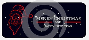 Banner santa claus with sunglasses in the night star. merry christmas happy new year