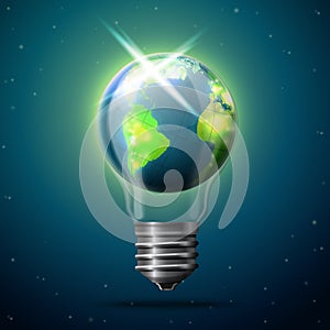 Vector illustration of earth in space, idea bulb