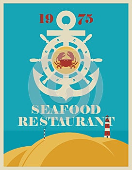 Banner for a seafood restaurant with an anchor