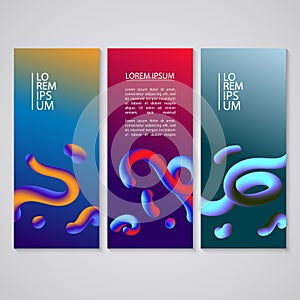 Banner set with abstract dynamic background design. Fluid colors on colorful gradient background. Eps10 vector