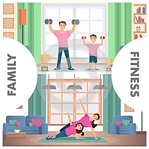 Banner Set Image Fitness Family Training Home