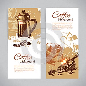 Banner set of vintage coffee backgrounds. Menu for restaurant, cafe, bar, coffeehouse photo