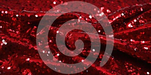 Banner with shiny red fabric