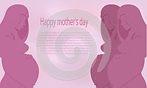 A banner with the silhouettes of three pregnant women tenderly hugging their belly
