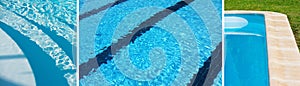 Banner with some swimming  pools for background