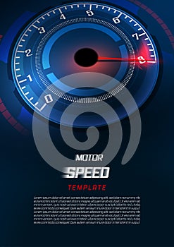 Banner Speed motion background with fast speedometer car. Racing velocity background. size A4 template