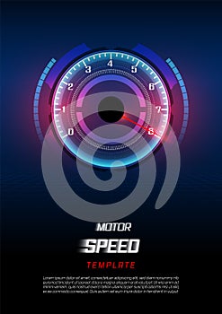 Banner Speed motion background with fast speedometer car. Racing velocity background. size A4 template