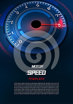 Banner Speed motion background with fast speedometer car. Racing velocity background. size A4 template photo