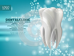 Banner stomatology dental tooth design 3D vector