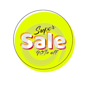 Banner Super Sale 90% off Discount Sticker in frame Sale Tag Isolated Vector Price Discount Promotional discounts and promotions