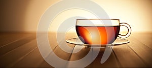 Banner Tea Cup Wood Background photo