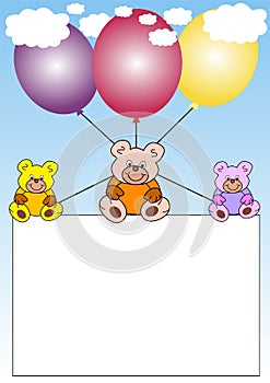 Banner with teddies on balloons