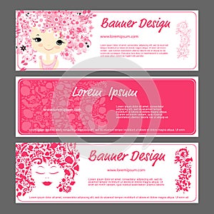 Banner template, beautiful female face