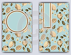 Banner template with citrusfruit and flowers in seamless vintage