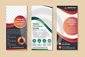 banner template design with example headline is home purchease loans.