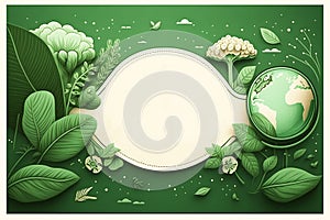 Banner template for earth day in shades of green an space to write. Generative AI. photo