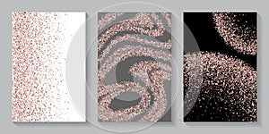Banner template. Glowing grit particles powder confetti. Holiday decoration bright splash