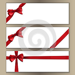 Banner Template Set with Red Bow and Ribbon