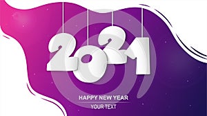 Banner text design, new years, modern colorful purple gradient