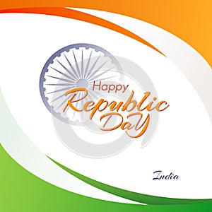 Banner with the text of the Republic Day in India Abstract background with flowing lines of colors of the national flag of India