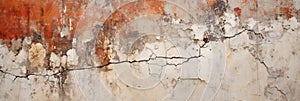 banner with the texture of a cracked weathered grunge concrete stone wall,covered with an abstract network of cracks,beige-red