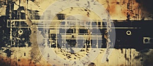 Banner with the texture of old vintage film film. Cinematic nostalgia