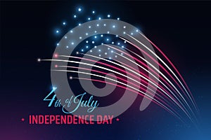 Banner 4th of july usa independence day, template with american colorful fireworks on dark sky background. Fourth of july, USA