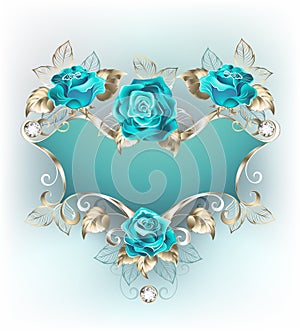 Banner with turquoise roses