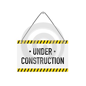 Banner for under construction. Danger sign. Construction concept. Vector illustration.