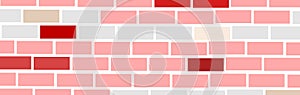 Banner in various tones of red. Brick wall. Digital drawing for background.