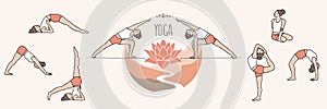 Banner with various yoga positions