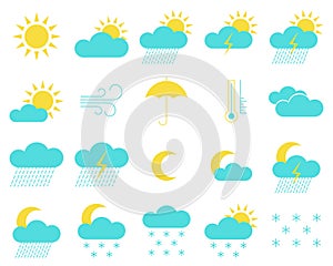 Banner with weather icon set. Symbol icon collection.