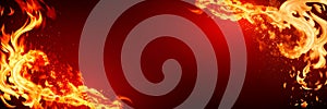 banner or web header frame copy space of burning fire effect for banner background