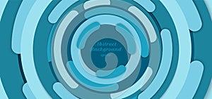 Banner web template abstract background blue circle border overlapping layered with shadow