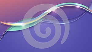 Banner web template abstract wavy shapes with wave brush and lighting effect on blue background