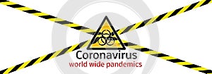 Banner white Coronavirus word wide pandemics